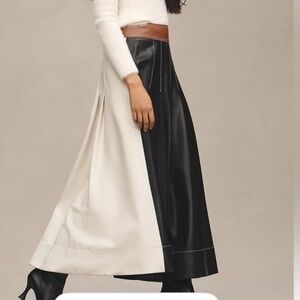 Anthropologie black & White Asymmetrical Maxi Skirt